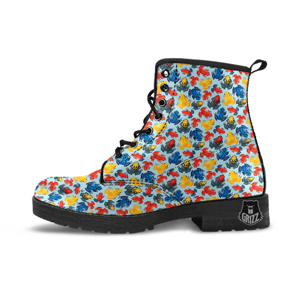 Frog Colorful Print Pattern Leather Boots-grizzshop