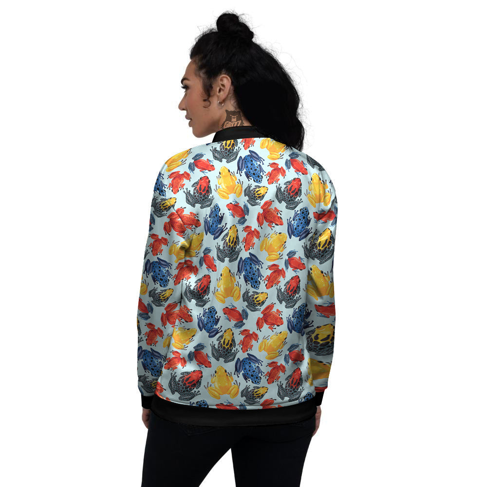 Frog Colorful Print Pattern Women's Bomber Jacket-grizzshop
