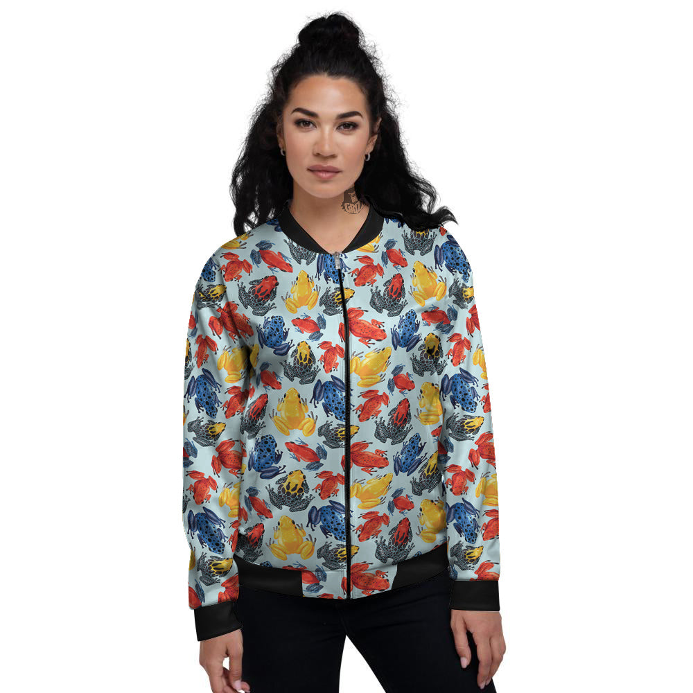Frog Colorful Print Pattern Women's Bomber Jacket-grizzshop