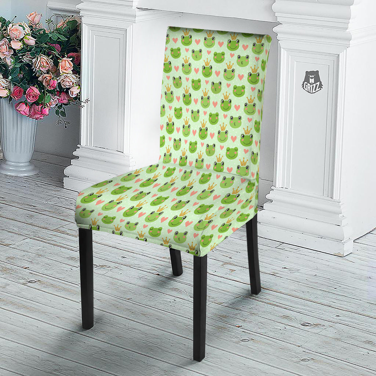 Frog Cute Print Pattern Dining Chair Slipcover-grizzshop