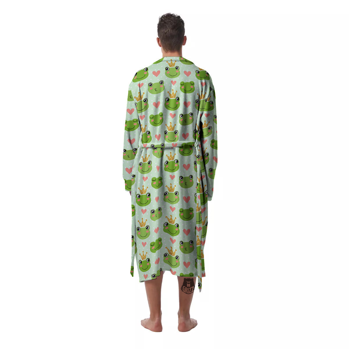 Frog Cute Print Pattern Men's Robe-grizzshop