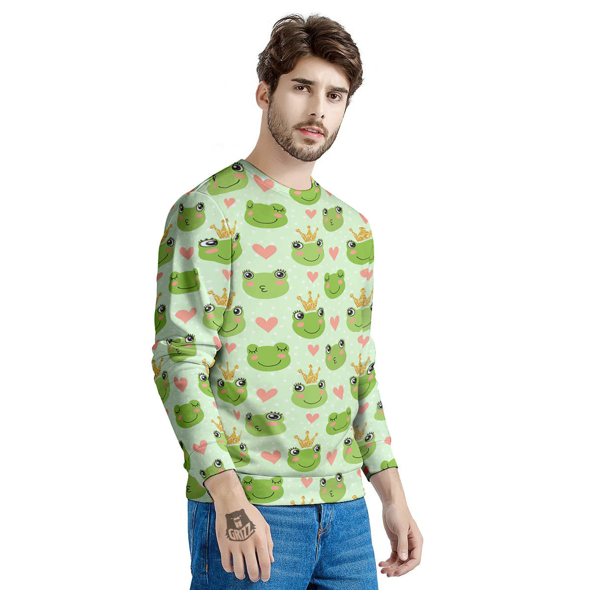 Frog Cute Print Pattern Men's Sweatshirt-grizzshop