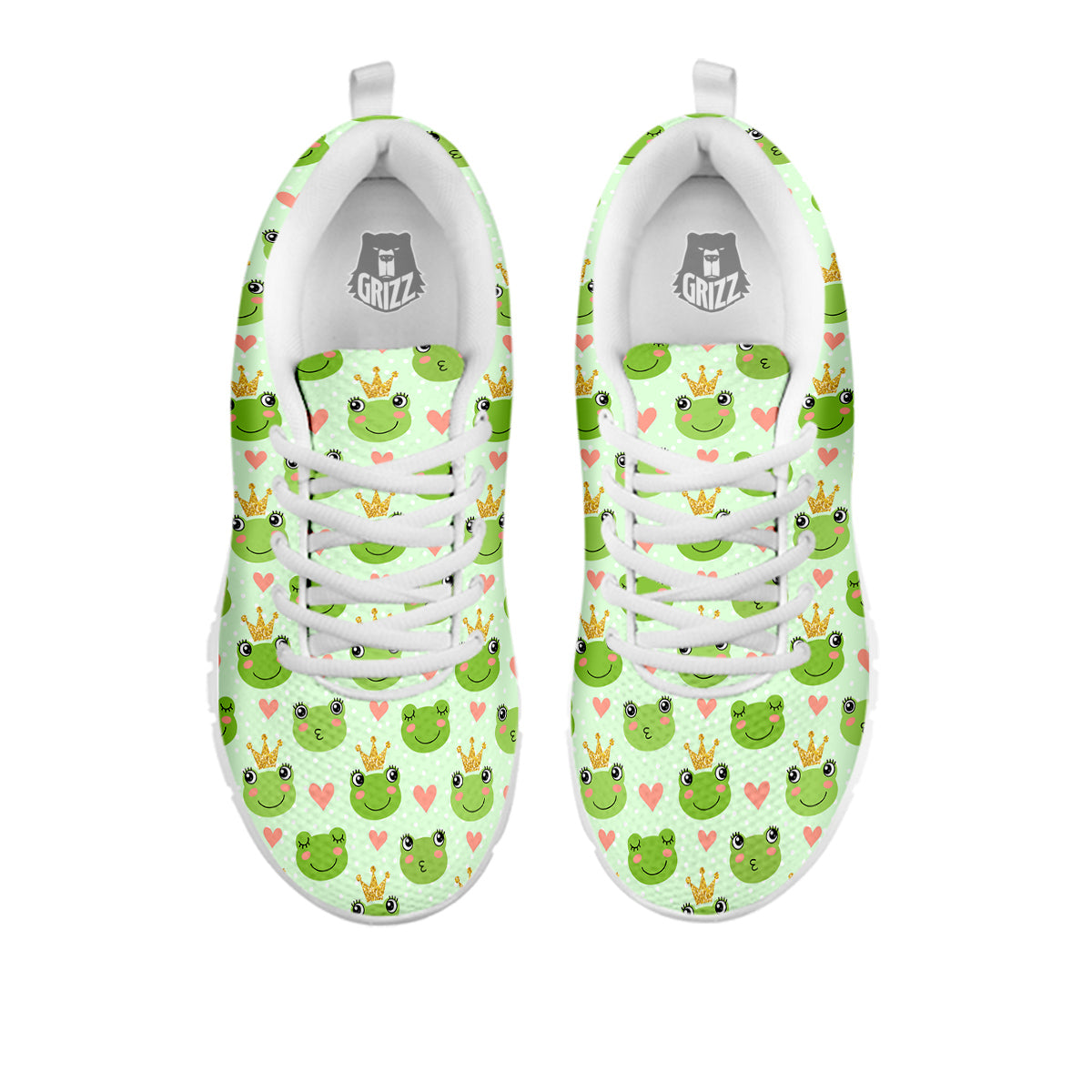 Frog Cute Print Pattern White Sneaker-grizzshop