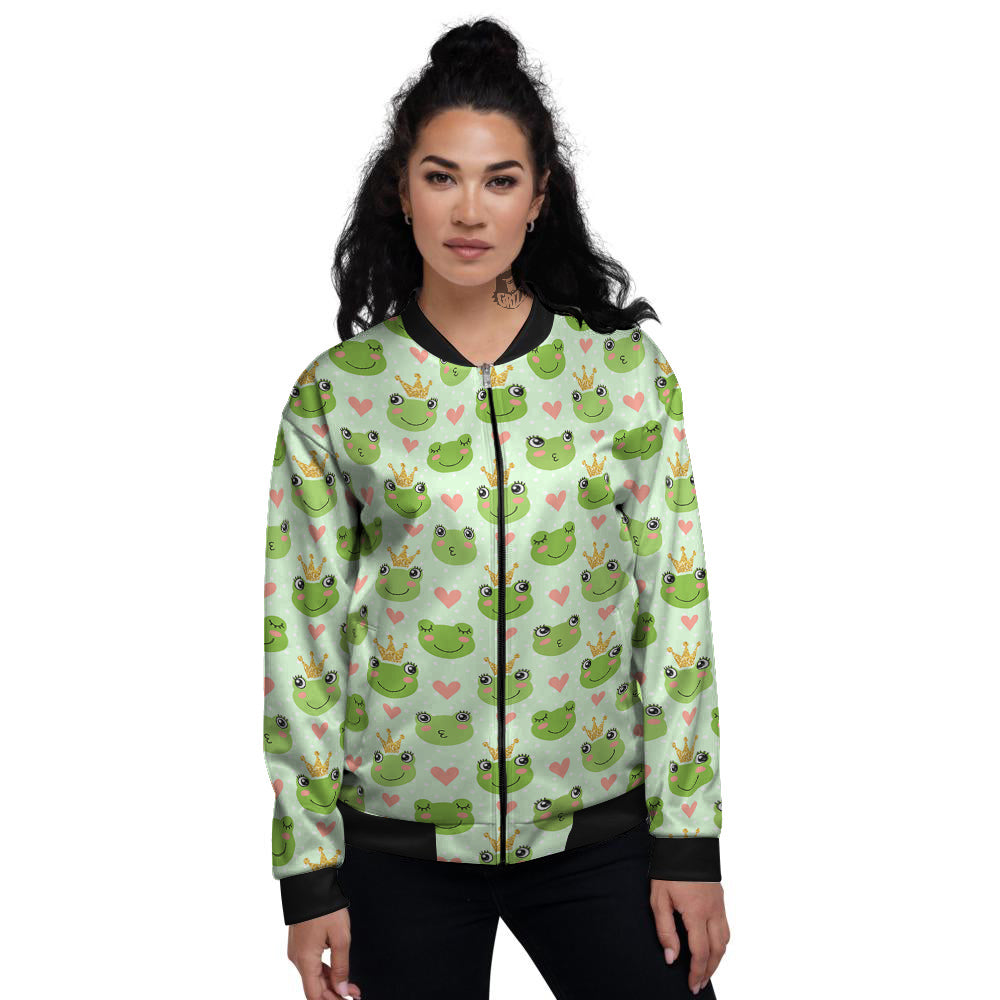 Frog Cute Print Pattern Women's Bomber Jacket-grizzshop
