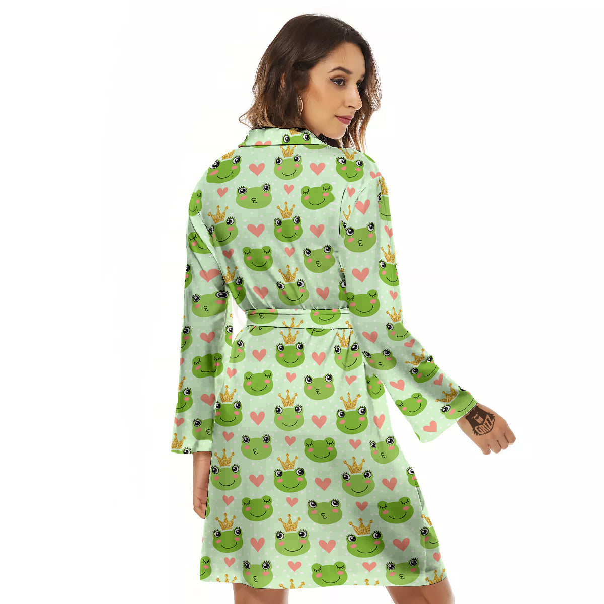 Frog Cute Print Pattern Women's Robe-grizzshop
