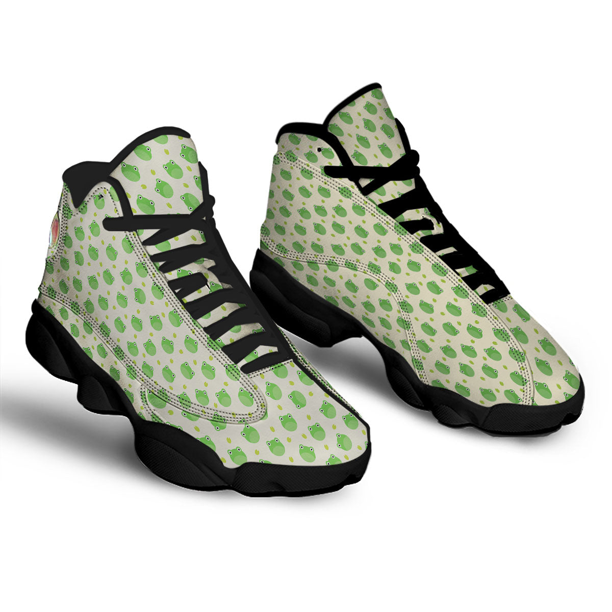 Frog Faces Print Pattern Black Basketball Shoes-grizzshop