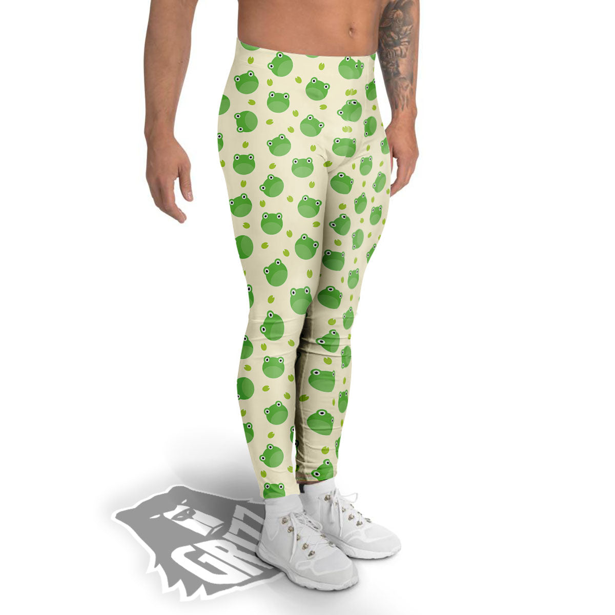 Frog Faces Print Pattern Men's Leggings-grizzshop