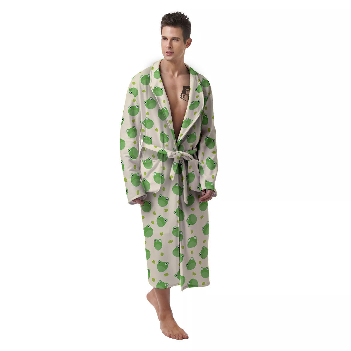 Frog Faces Print Pattern Men's Robe-grizzshop