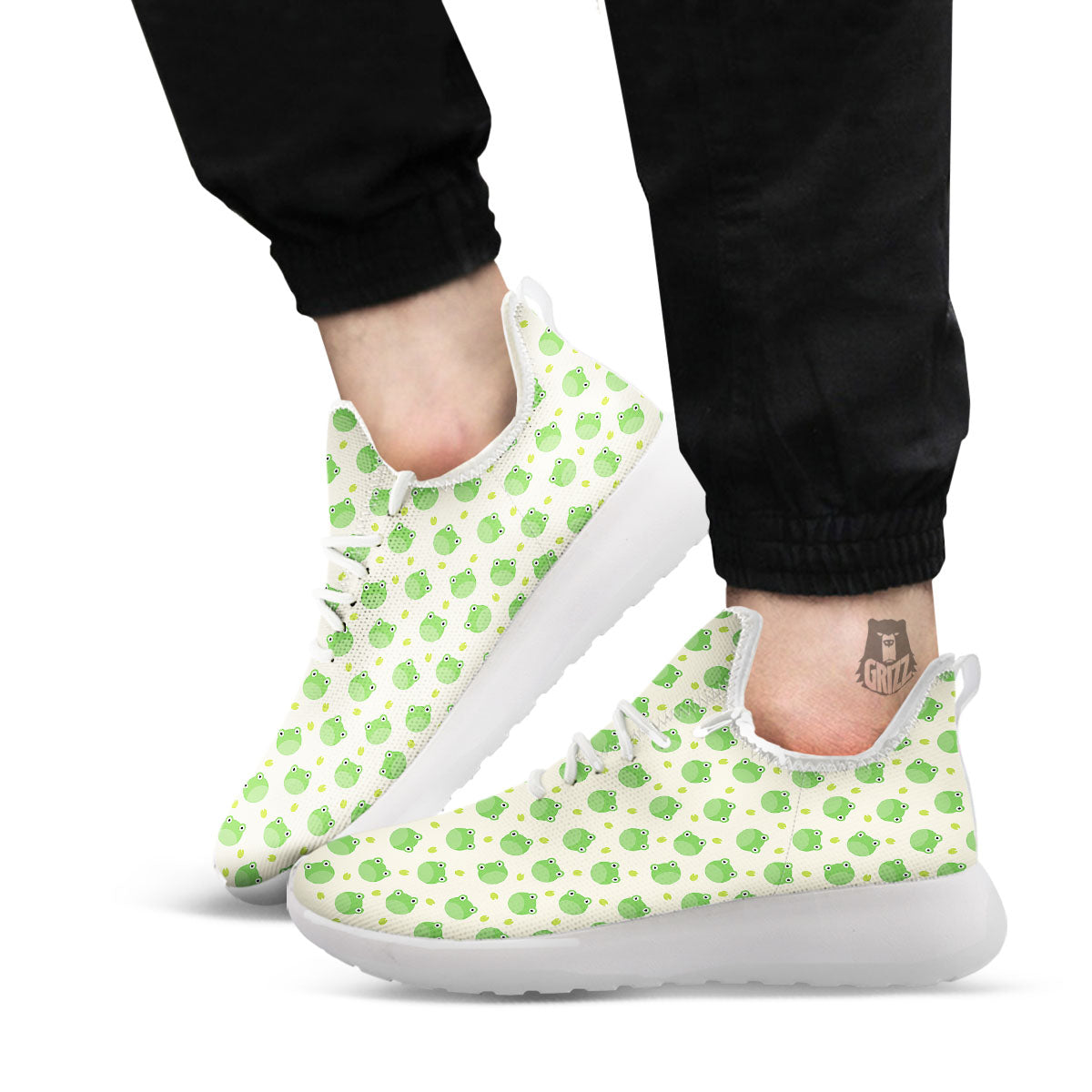 Frog Faces Print Pattern White Athletic Shoes-grizzshop