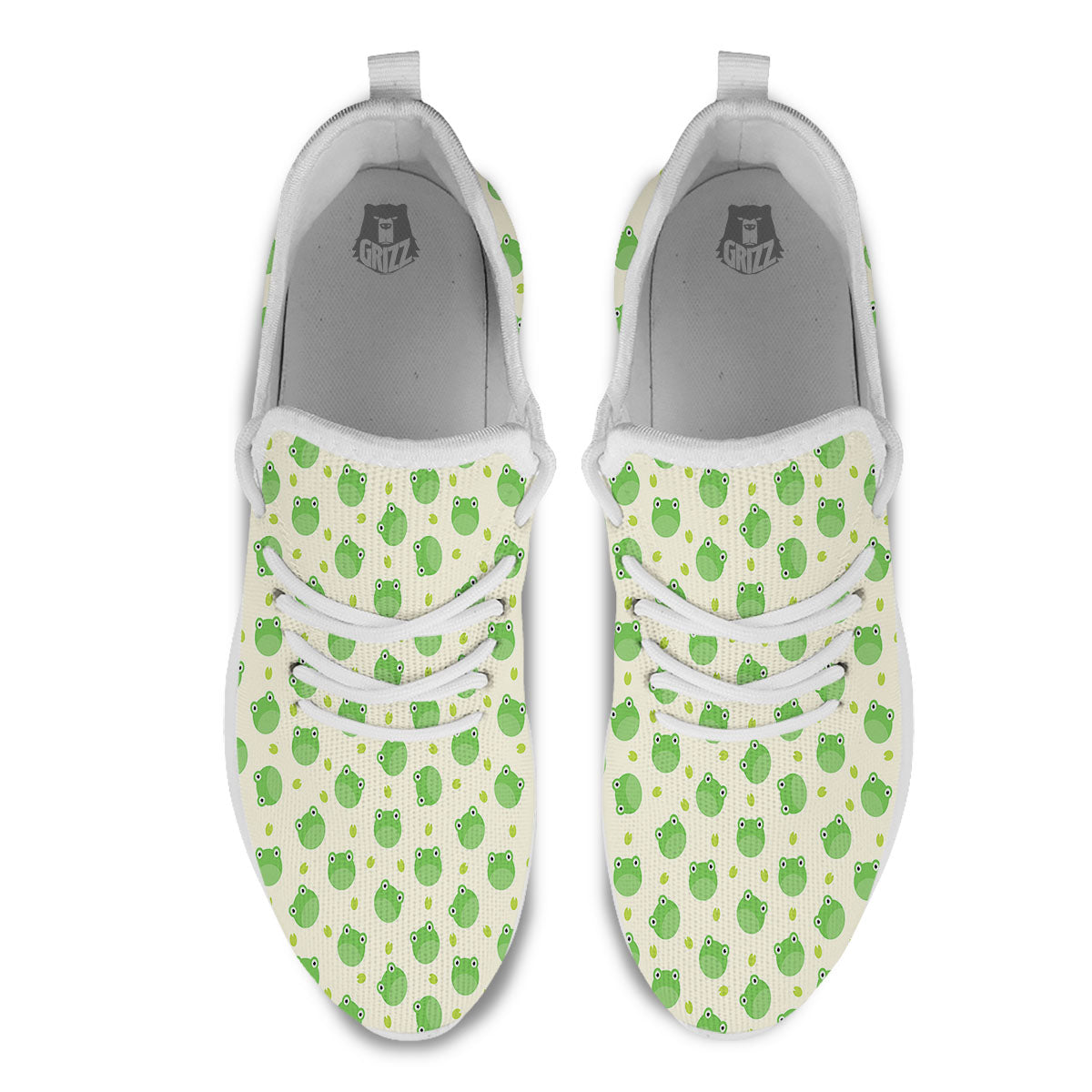 Frog Faces Print Pattern White Athletic Shoes-grizzshop