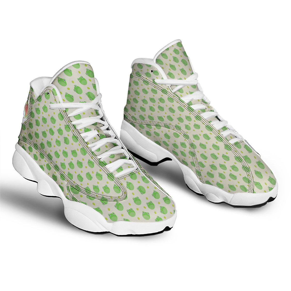 Frog Faces Print Pattern White Basketball Shoes-grizzshop