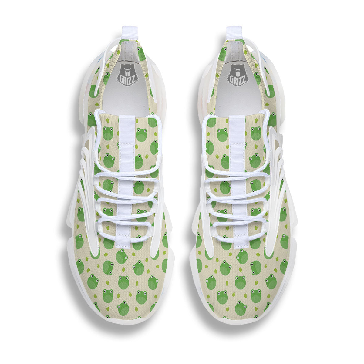 Frog Faces Print Pattern White Gym Shoes-grizzshop