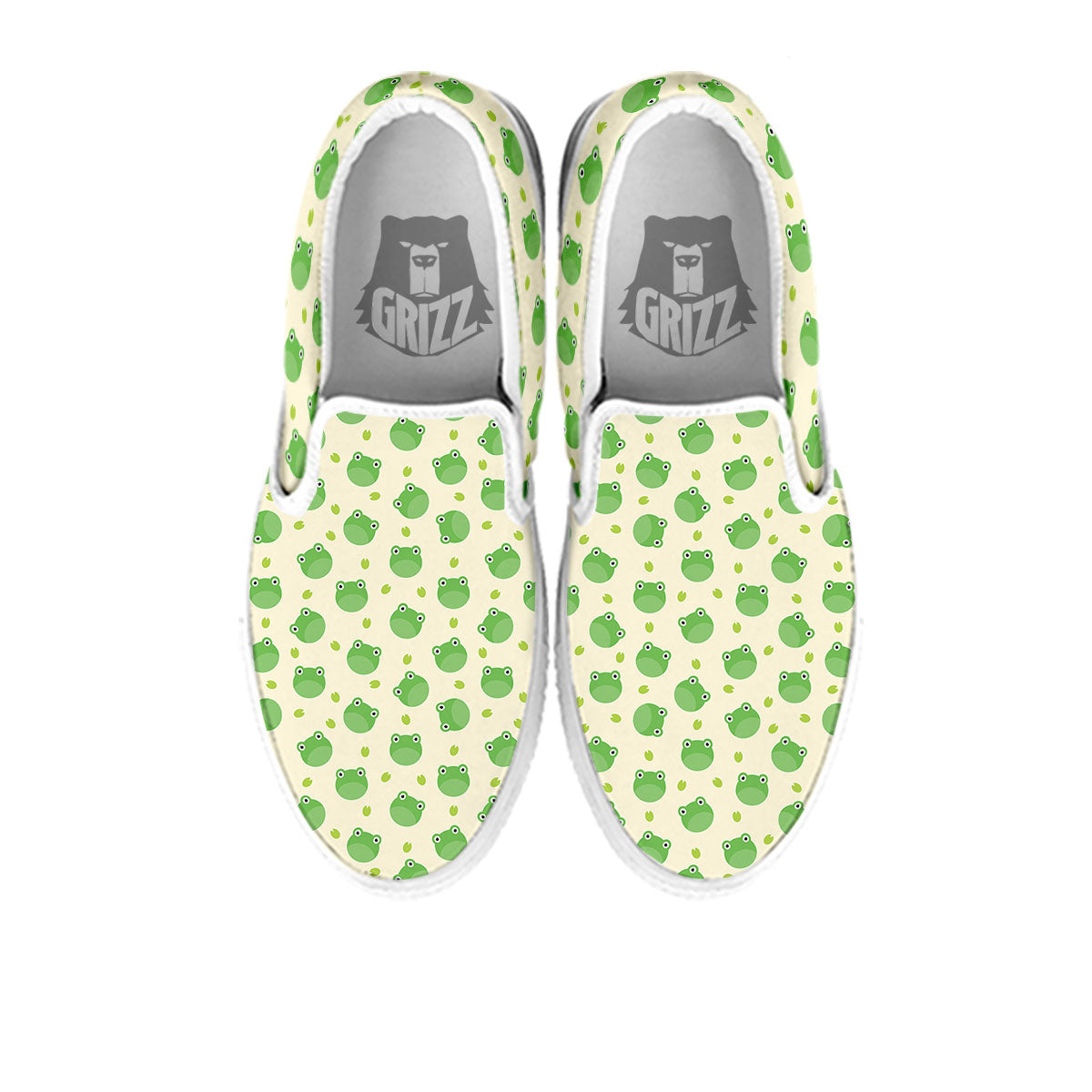 Frog Faces Print Pattern White Slip On Shoes-grizzshop