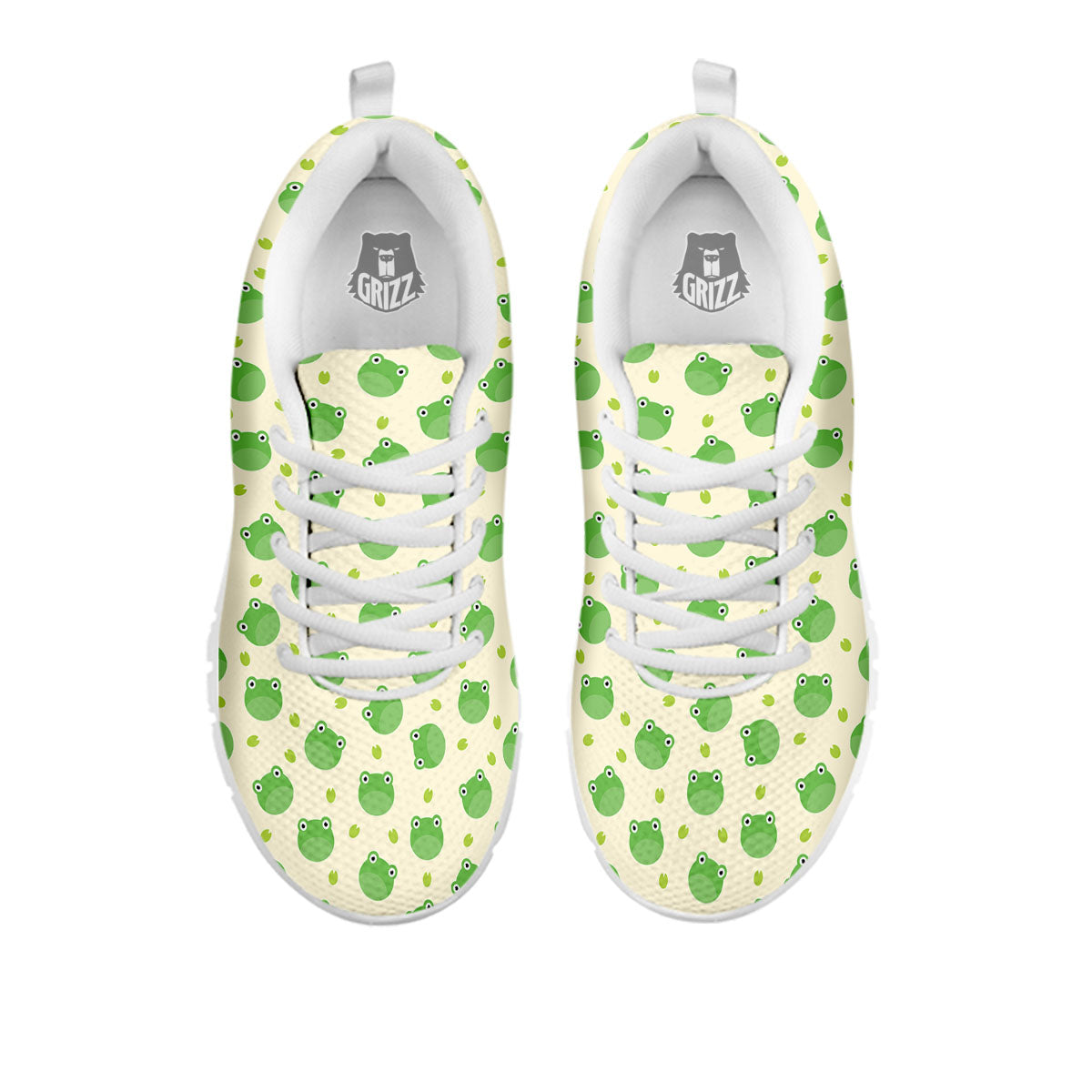 Frog Faces Print Pattern White Sneaker-grizzshop
