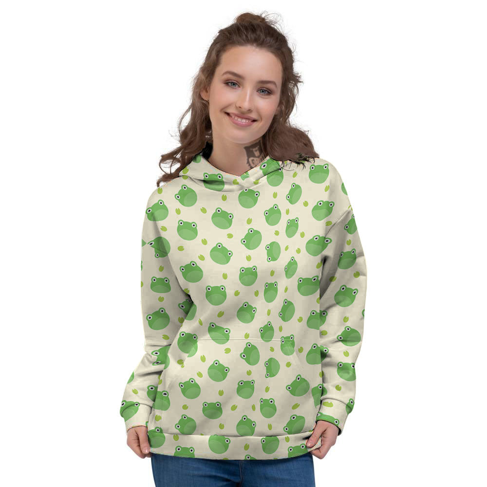 Frog Faces Print Pattern Women's Hoodie-grizzshop