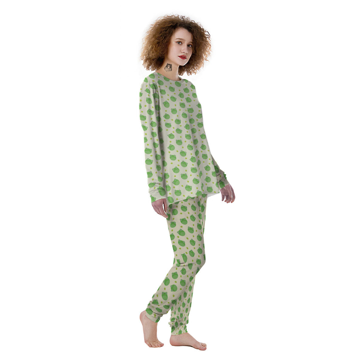 Frog Faces Print Pattern Women's Pajamas-grizzshop