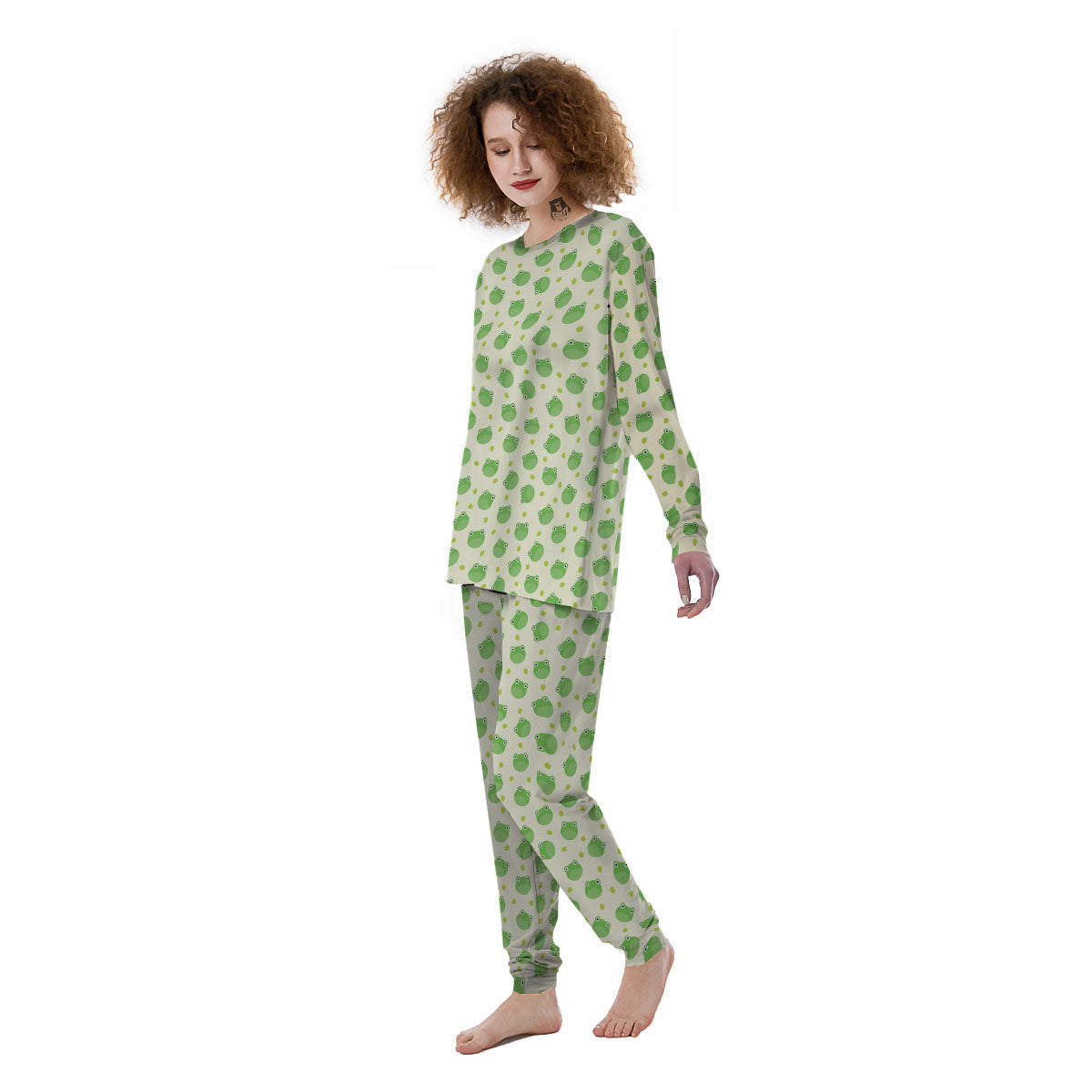 Frog Faces Print Pattern Women's Pajamas-grizzshop