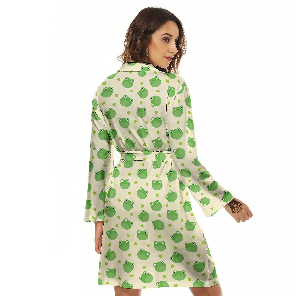 Frog Faces Print Pattern Women's Robe-grizzshop