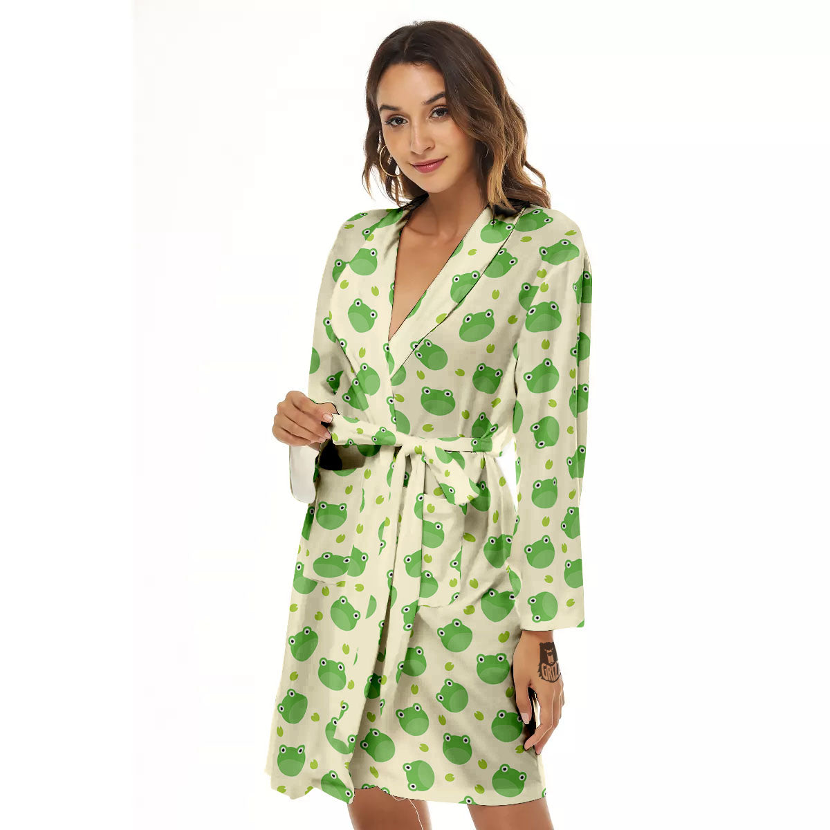 Frog Faces Print Pattern Women's Robe-grizzshop