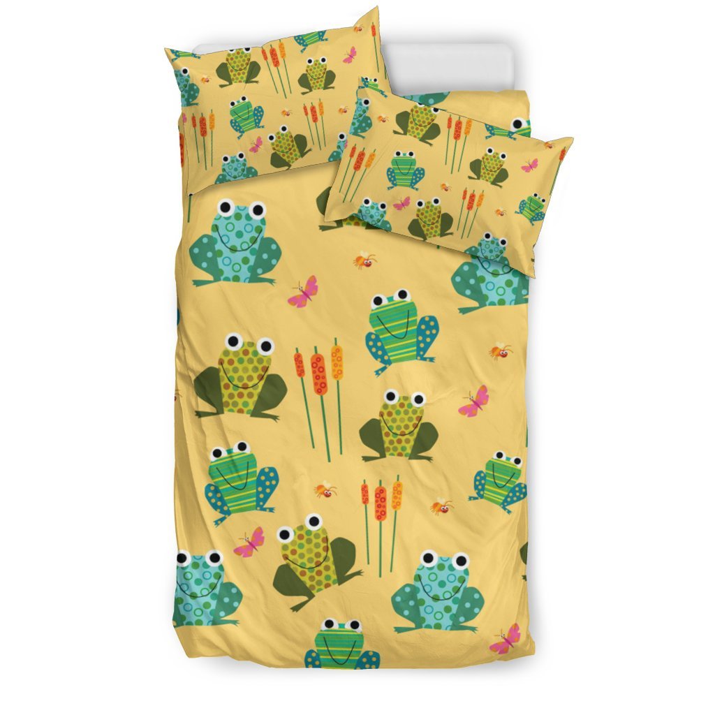 Frog Pattern Print Duvet Cover Bedding Set-grizzshop