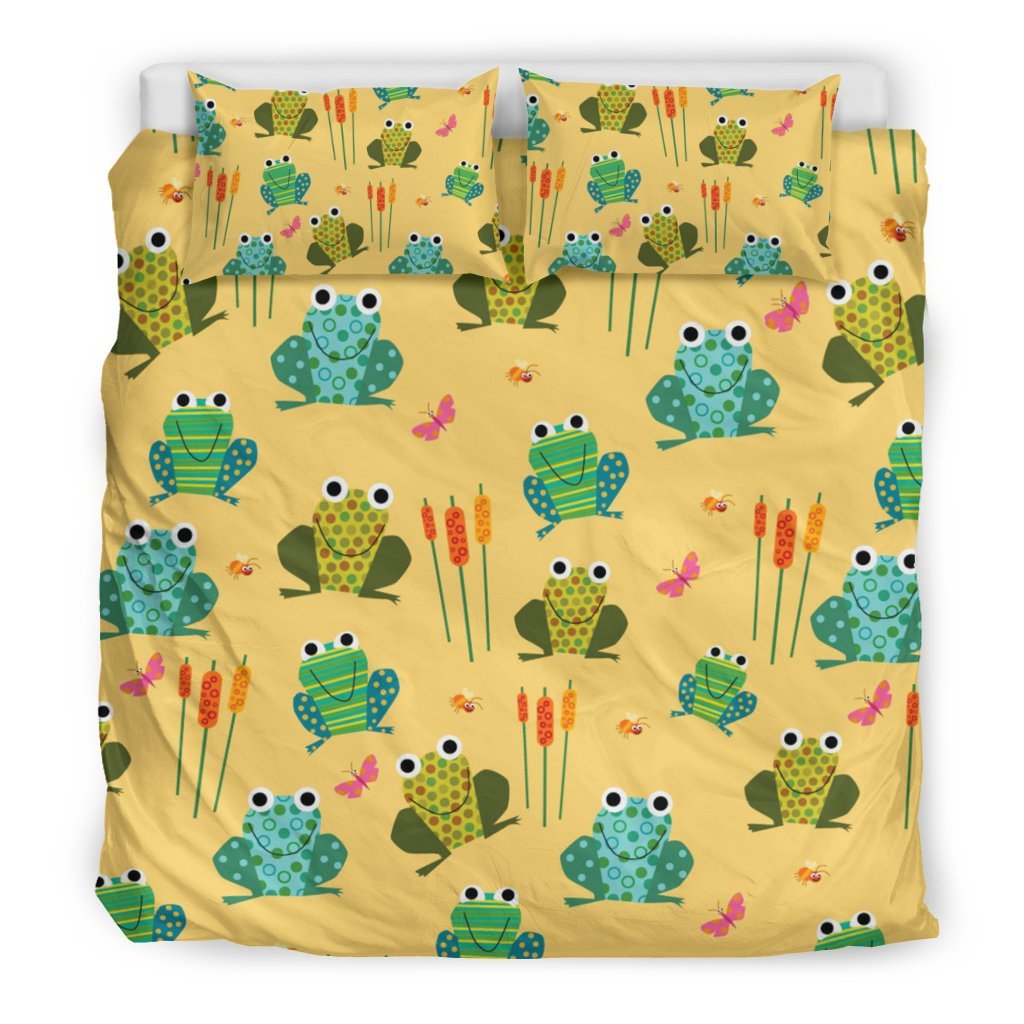 Frog Pattern Print Duvet Cover Bedding Set-grizzshop