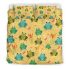 Frog Pattern Print Duvet Cover Bedding Set-grizzshop