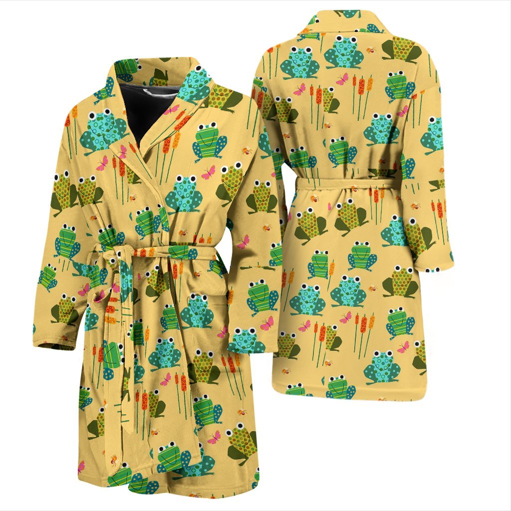 Frog Pattern Print Men Long Robe-grizzshop