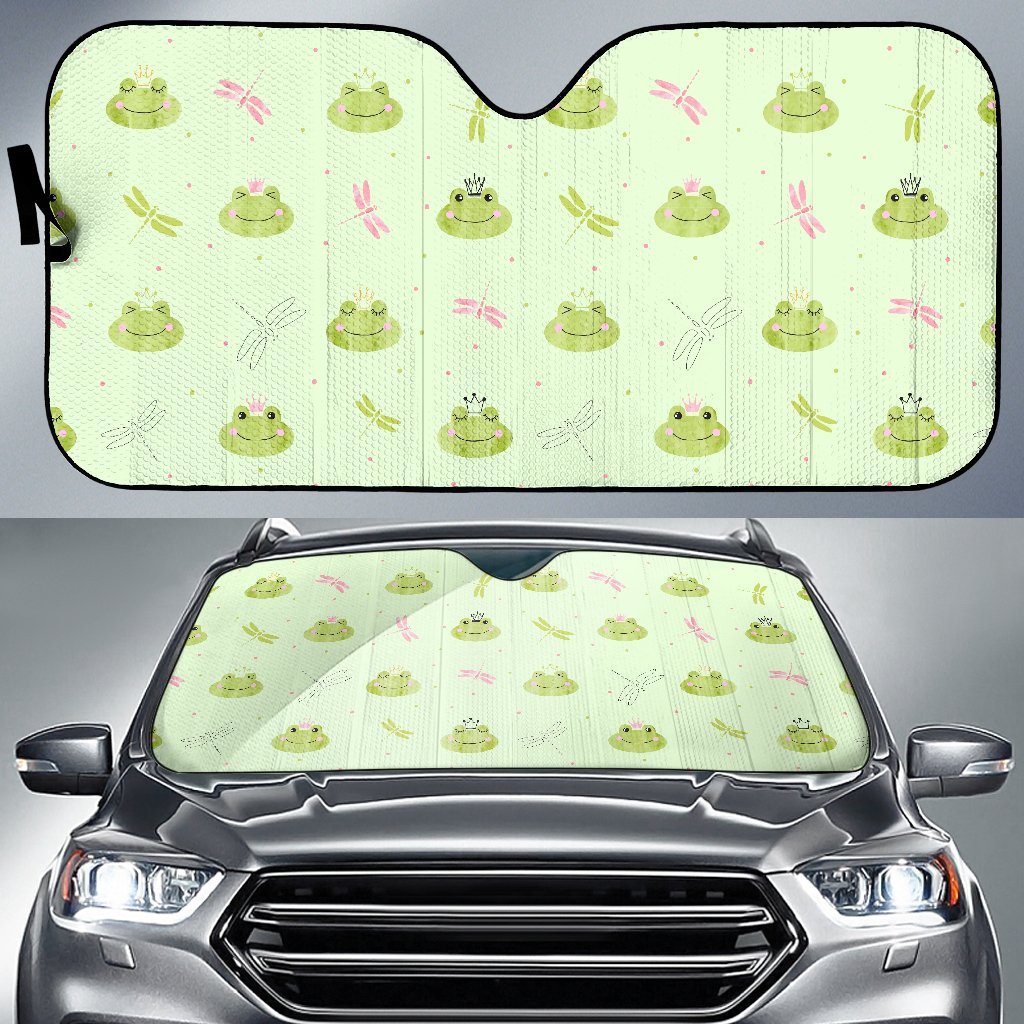 Frog Prince Crown Pattern Print Car Sun Shade-grizzshop