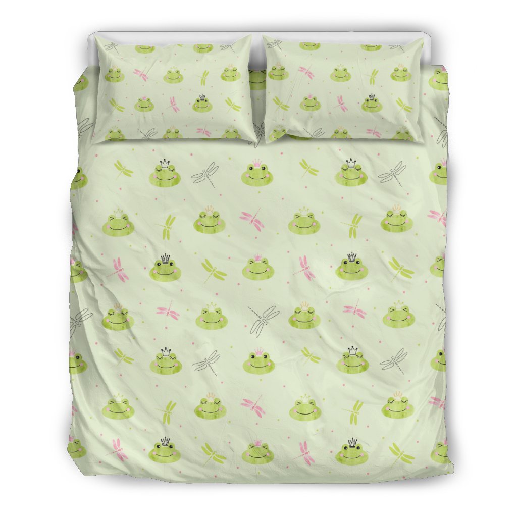 Frog Prince Crown Pattern Print Duvet Cover Bedding Set-grizzshop