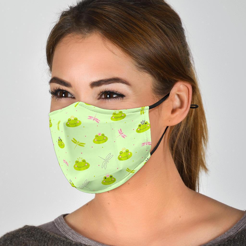 Frog Prince Crown Pattern Print Face Mask-grizzshop