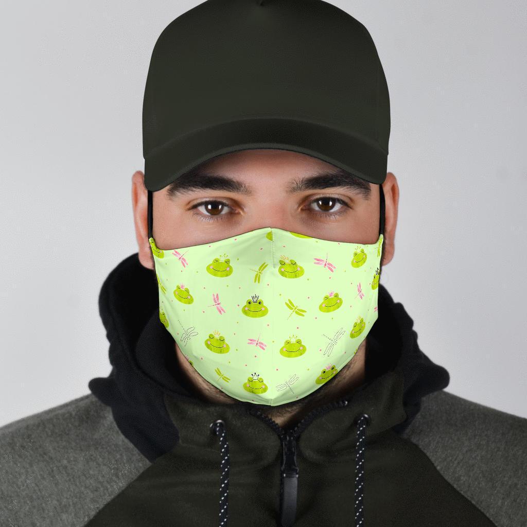 Frog Prince Crown Pattern Print Face Mask-grizzshop