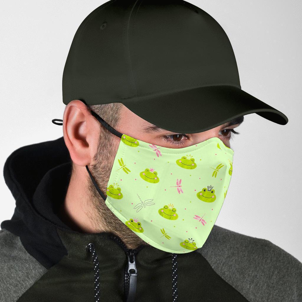 Frog Prince Crown Pattern Print Face Mask-grizzshop