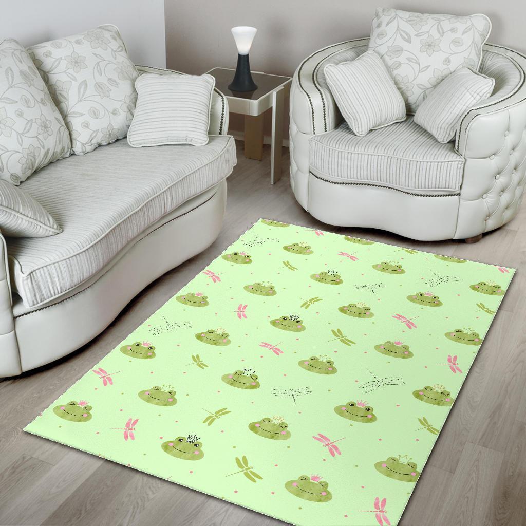 Frog Prince Crown Pattern Print Floor Mat-grizzshop