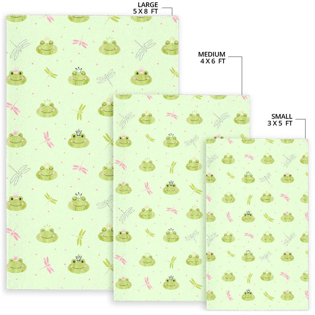 Frog Prince Crown Pattern Print Floor Mat-grizzshop