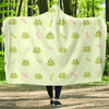 Frog Prince Crown Pattern Print Hooded Blanket-grizzshop