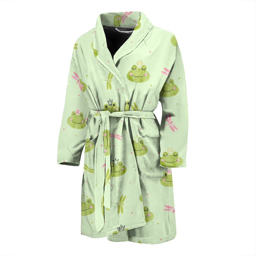 Frog Prince Crown Pattern Print Men Long Robe-grizzshop