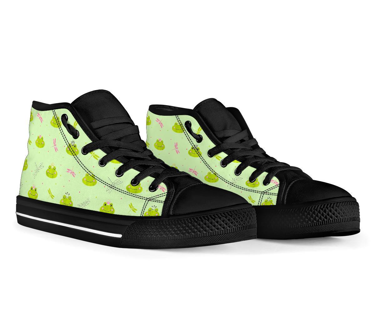 Frog Prince Crown Pattern Print Men Women's High Top Shoes-grizzshop