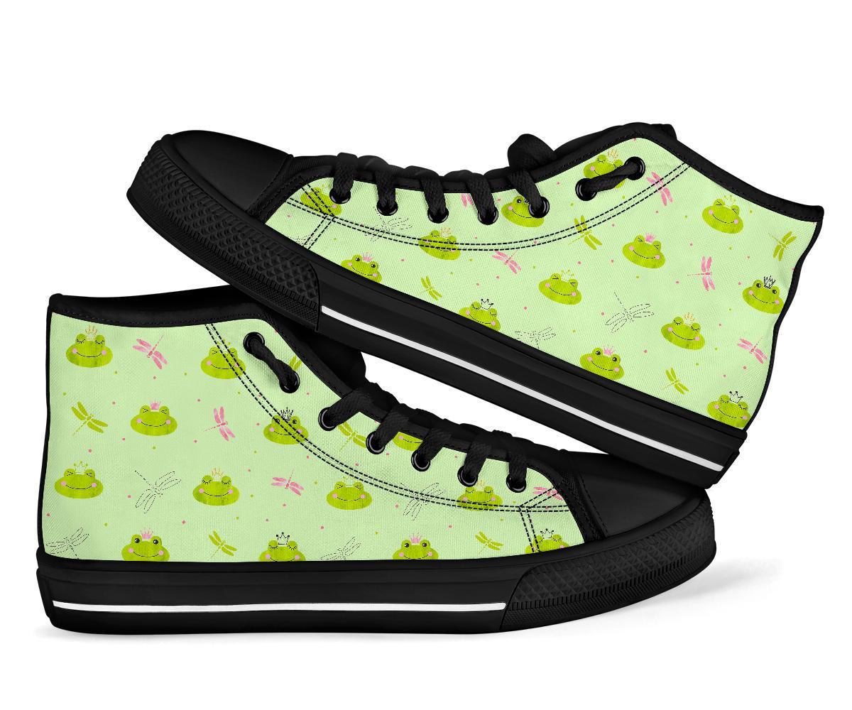 Frog Prince Crown Pattern Print Men Women's High Top Shoes-grizzshop