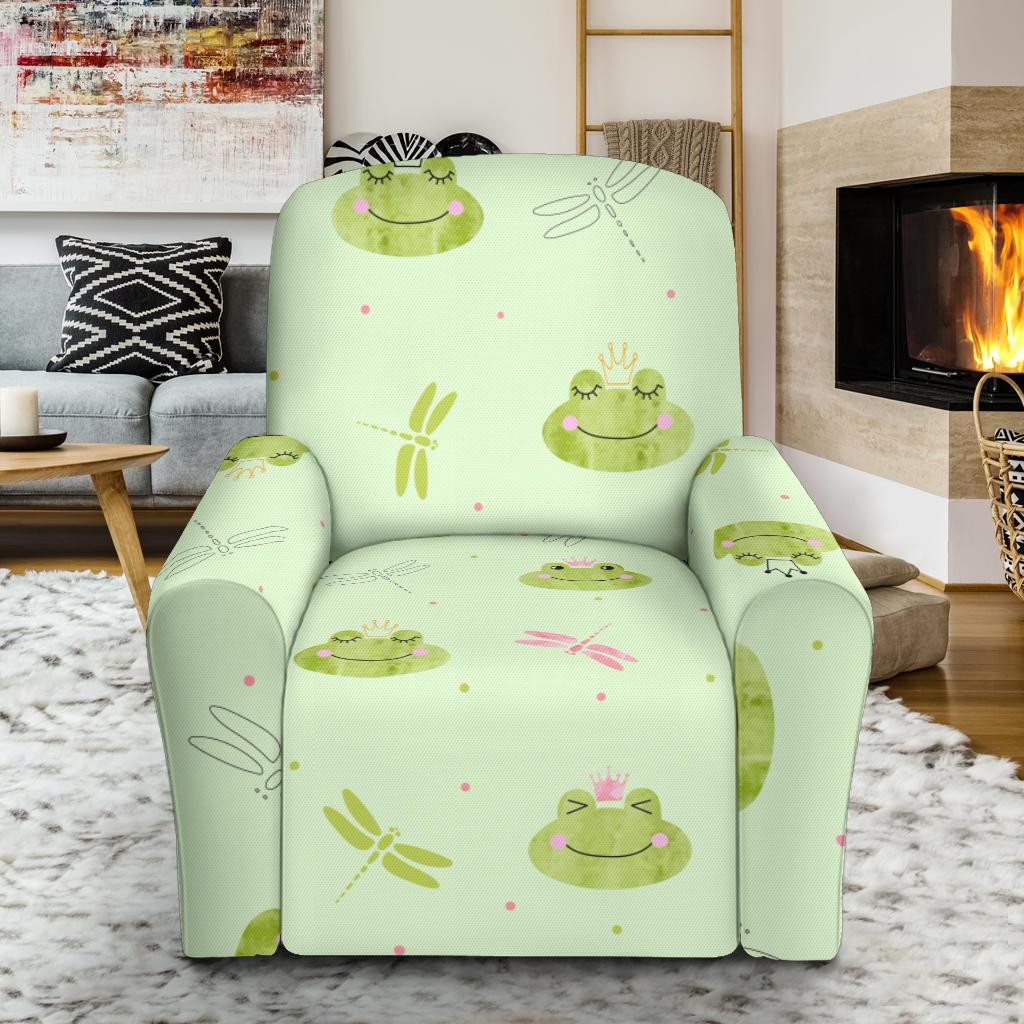 Frog Prince Crown Pattern Print Recliner Cover-grizzshop