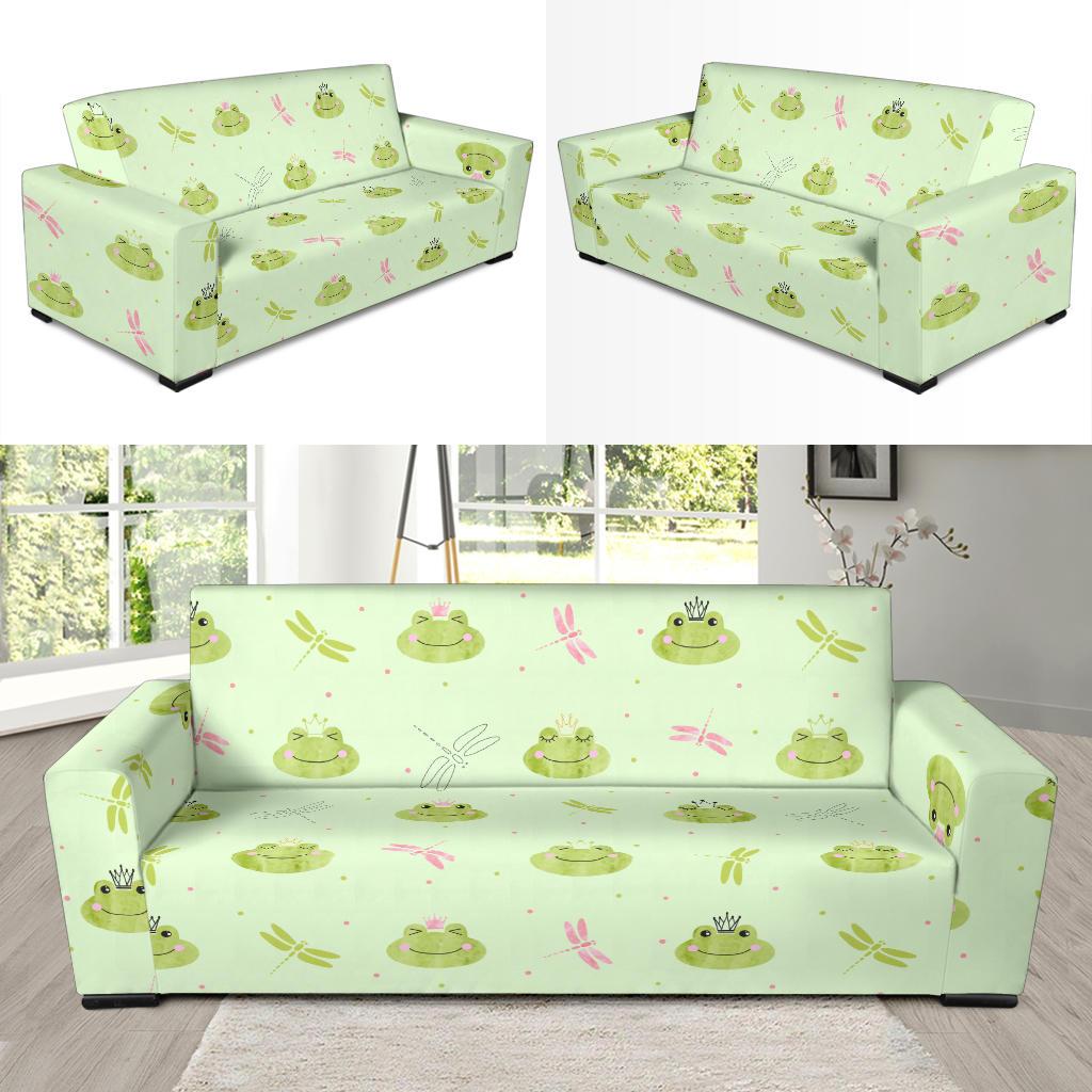 Frog Prince Crown Pattern Print Sofa Covers-grizzshop