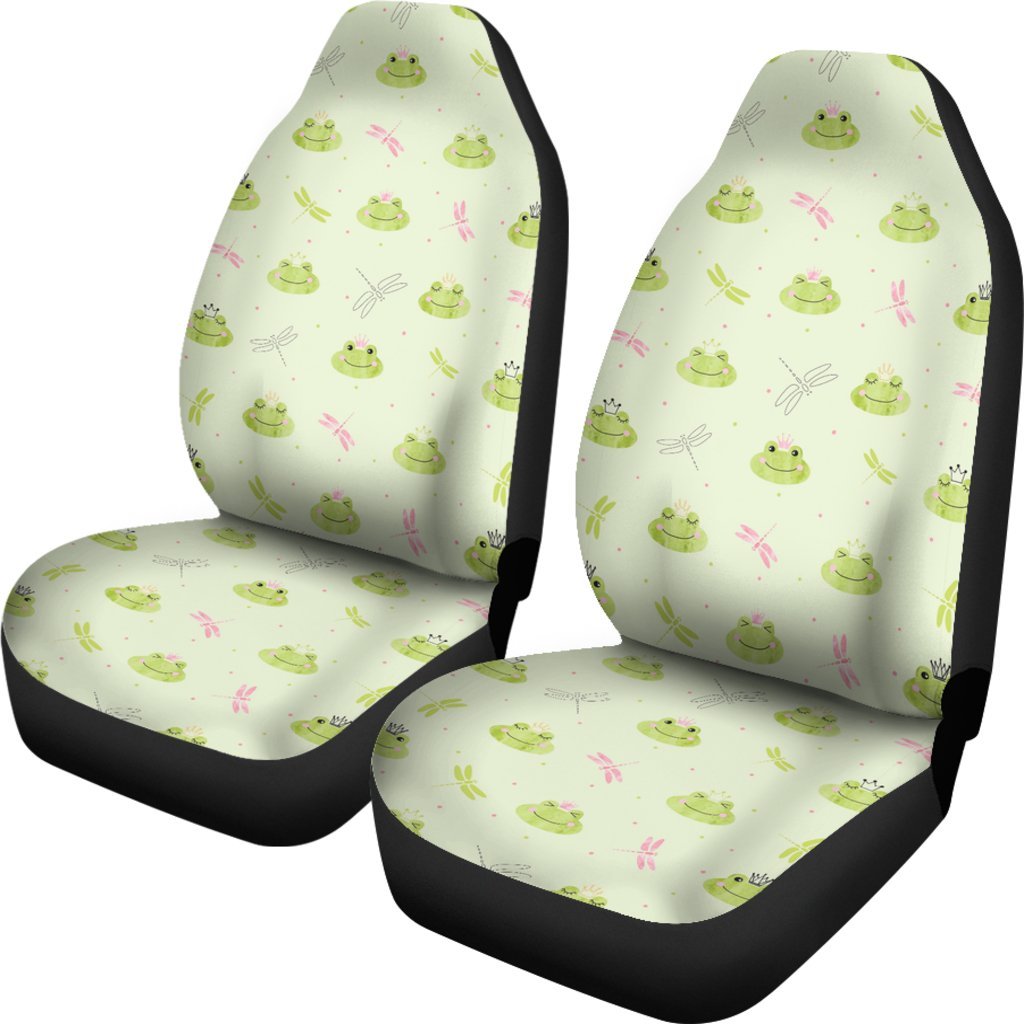 Frog Prince Crown Pattern Print Universal Fit Car Seat Cover-grizzshop