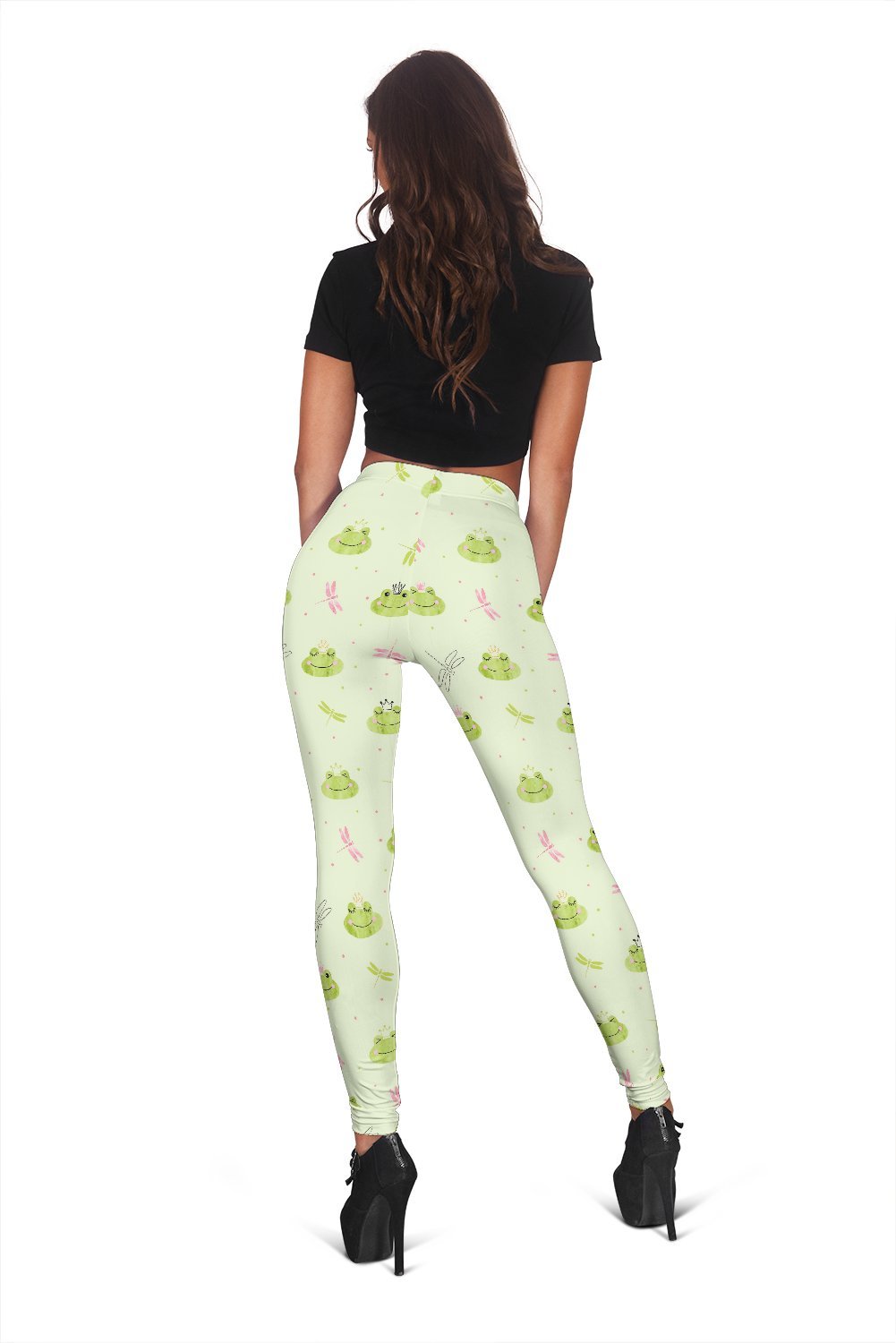 Frog Prince Crown Pattern Print Women Leggings-grizzshop