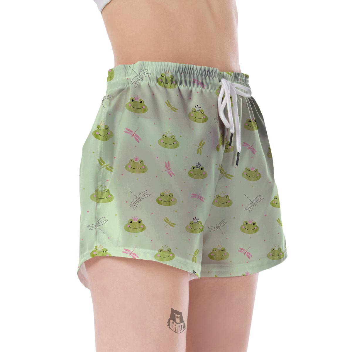 Frog Prince Crown Pattern Print Women's Shorts-grizzshop