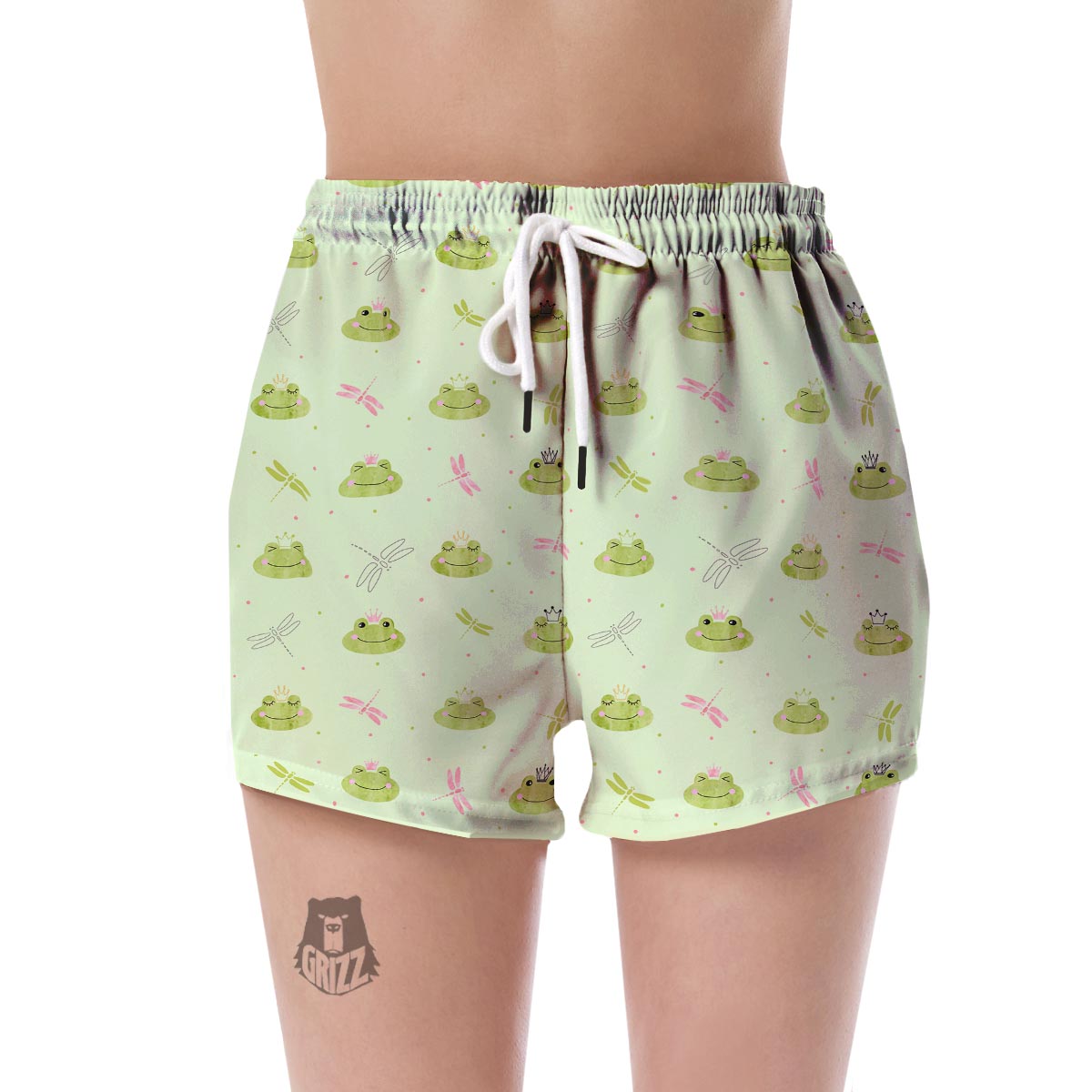 Frog Prince Crown Pattern Print Women's Shorts-grizzshop