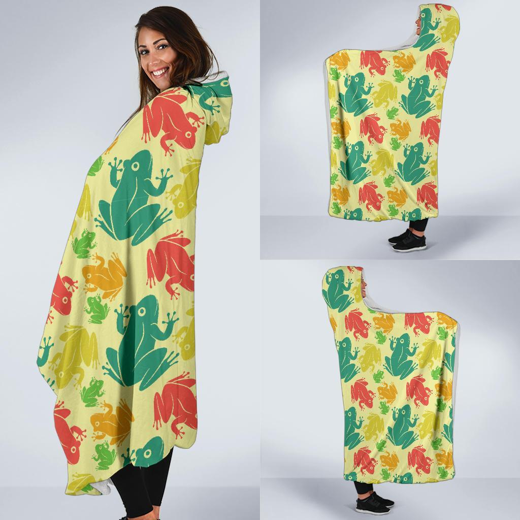 Frog Print Pattern Hooded Blanket-grizzshop