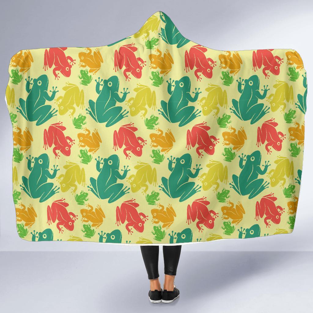 Frog Print Pattern Hooded Blanket-grizzshop