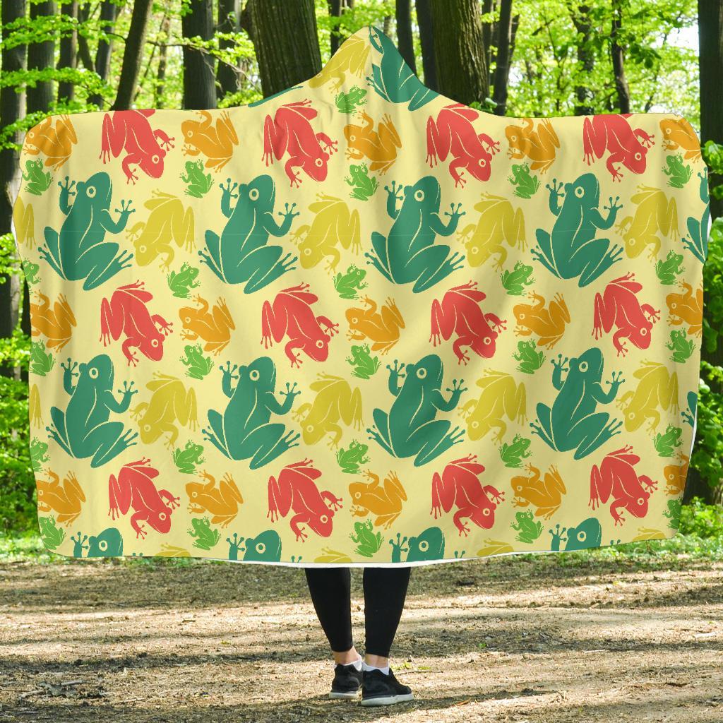 Frog Print Pattern Hooded Blanket-grizzshop