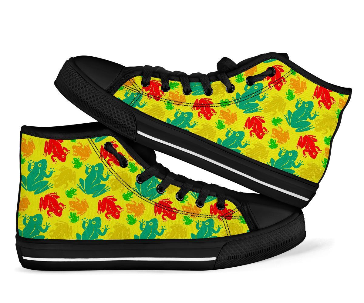 Frog Print Pattern Men Women's High Top Shoes-grizzshop