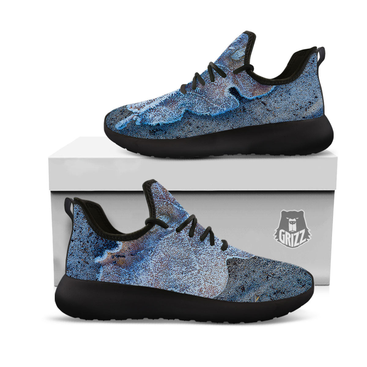 Frozen Leaf Oak Print Black Athletic Shoes-grizzshop
