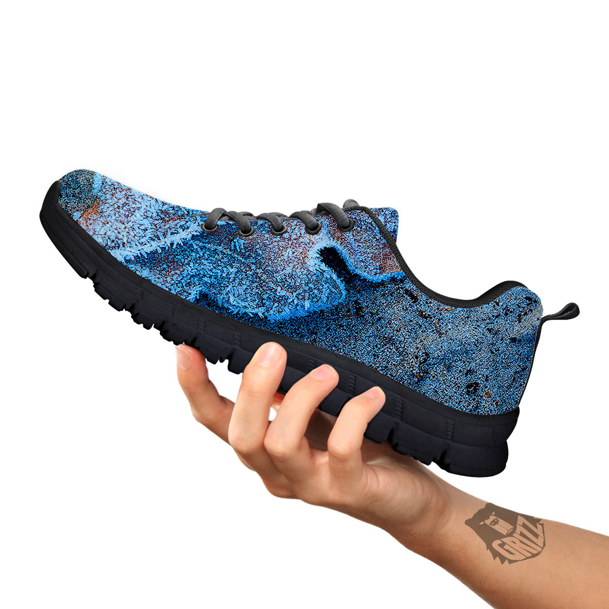 Frozen Leaf Oak Print Black Sneaker-grizzshop